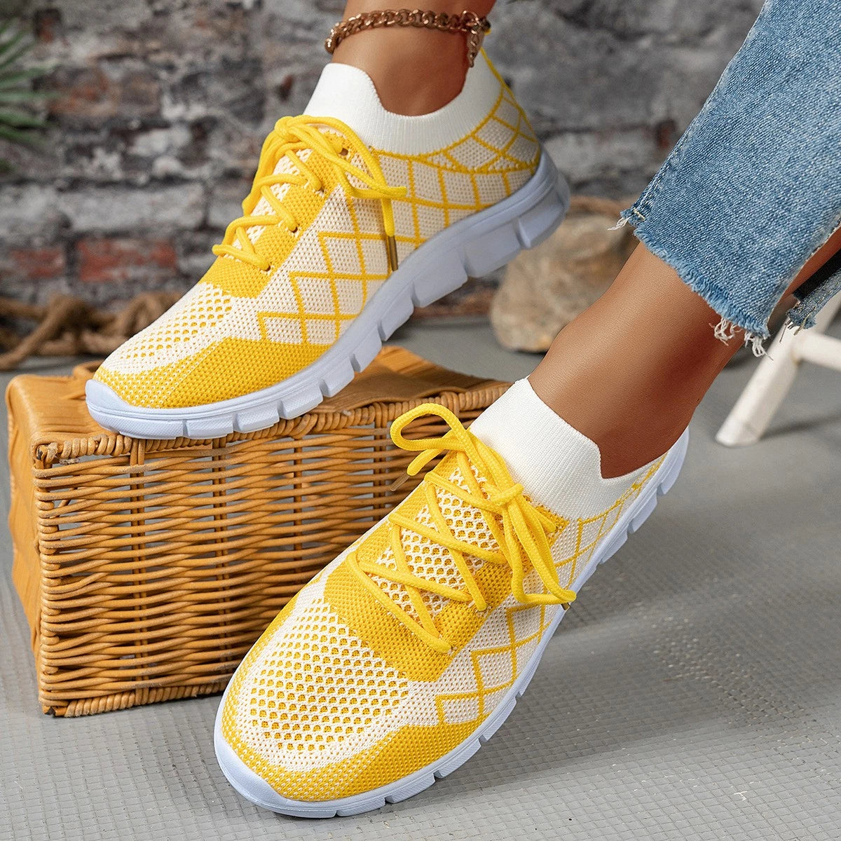 Women's yellow casual shoes